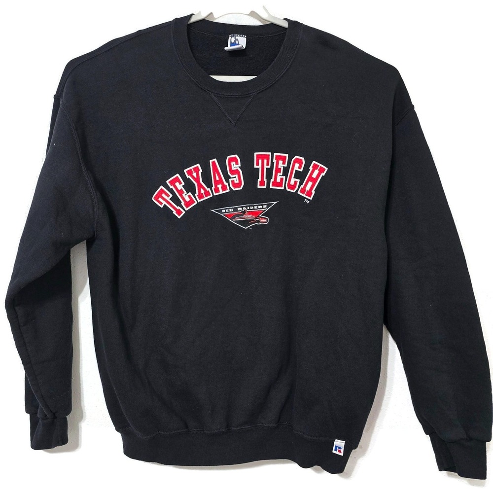Vintage Texas Tech Red Raiders Sweatshirt Mens XL Black NCAA Russell Athletic